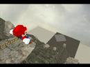 Mario jumps off a cliff