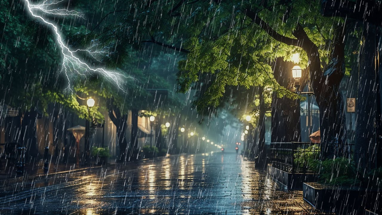 Sonido de lluvia y truenos en carretera por la noche - Lluvia relajarse ...