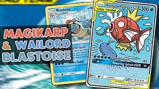 AWESOME Magikarp & Wailord GX with Blastoise DESTROYS Malamar! [Pokemon Team Up deck profile]