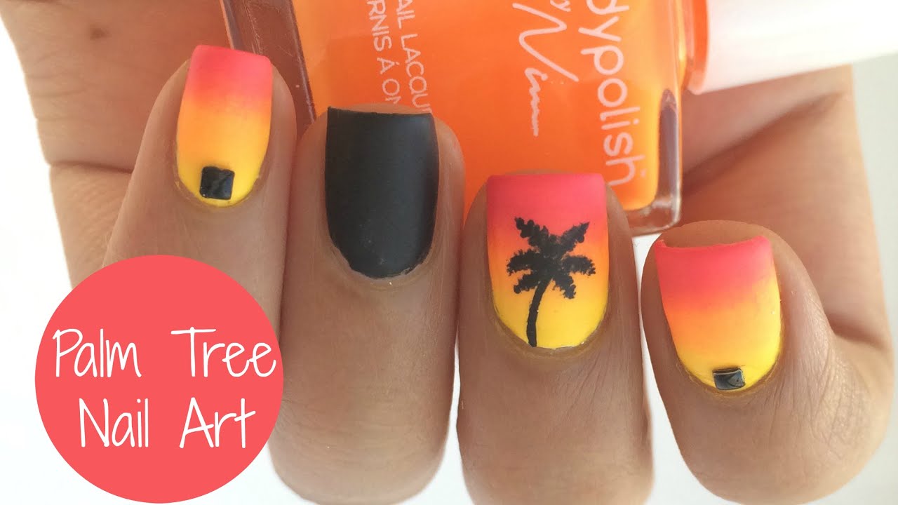 Sunset Gradient + Palm Tree Nail Art