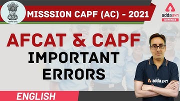 CAPF English Grammar | AFCAT | Important Errors