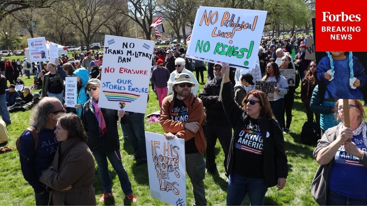 Protesters March Down National Mall In D.C. As Part Of Nationwide 'No Kings' Protests