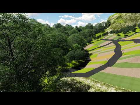 Walkthrough of a subdivision map with undulating terrain