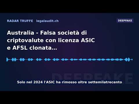 Australia — Falsa società di criptovalute con licenza ASIC e AFSL clonata