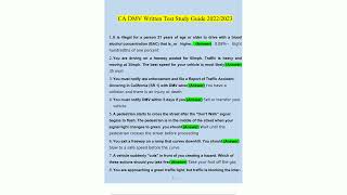 California DMV Written Test Study Guide Questions and Answers 20222023 Verified Answers31