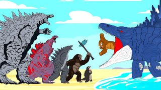 Evolution Of GODZILLA Rescue Baby KONG From MOSASAURUS KAIJU | Godzilla Cartoon Compilation