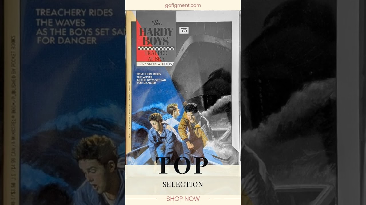 75 Trapped at Sea - The Hardy Boys Paperback Book - Vintage 1982 (Sq-Blue)