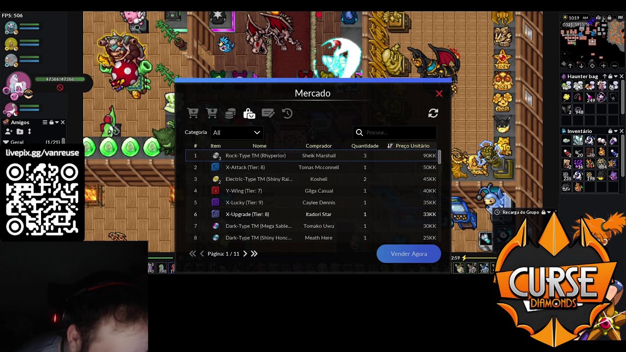 [PXG/Ocean/DROPS ON] Wingeon 604 Disk 3 | Estilista 120 | Upando todos os clans pra lvl 625 | !curse