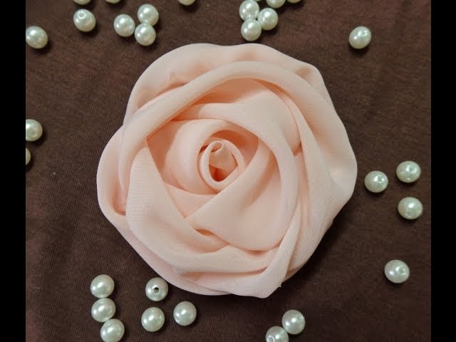 DIY chiffon rose,fabric rose tutorial,how to make class=