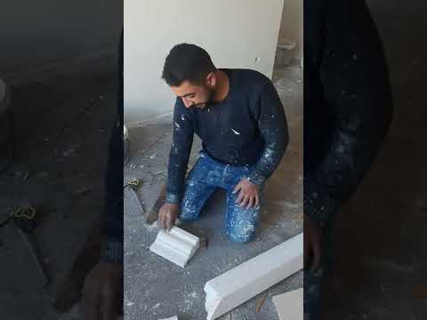 أسهل طريقة لقص لكورنيش او تاج مع التركيب مفيد جدا