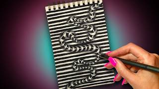 Optical Illusion OP Art for Beginners ✍️ Easy 3D Zentangle Drawing Profile