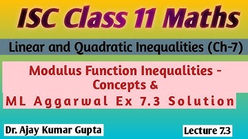 ISC Class 11 Maths | Inequalities involving modulus function | ML Aggarwal Ex 7.3 solution |