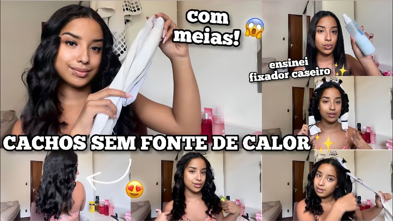 ENSINEI COMO FAÇO CACHOS NO CABELO SEM FONTE DE CALOR USANDO UMA MEIA | o resultado fica lindo 😍