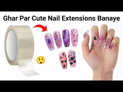 DIY Nail Extensions 😍🥰/how to make nail extensions at home/homemade fake nails/bts nails