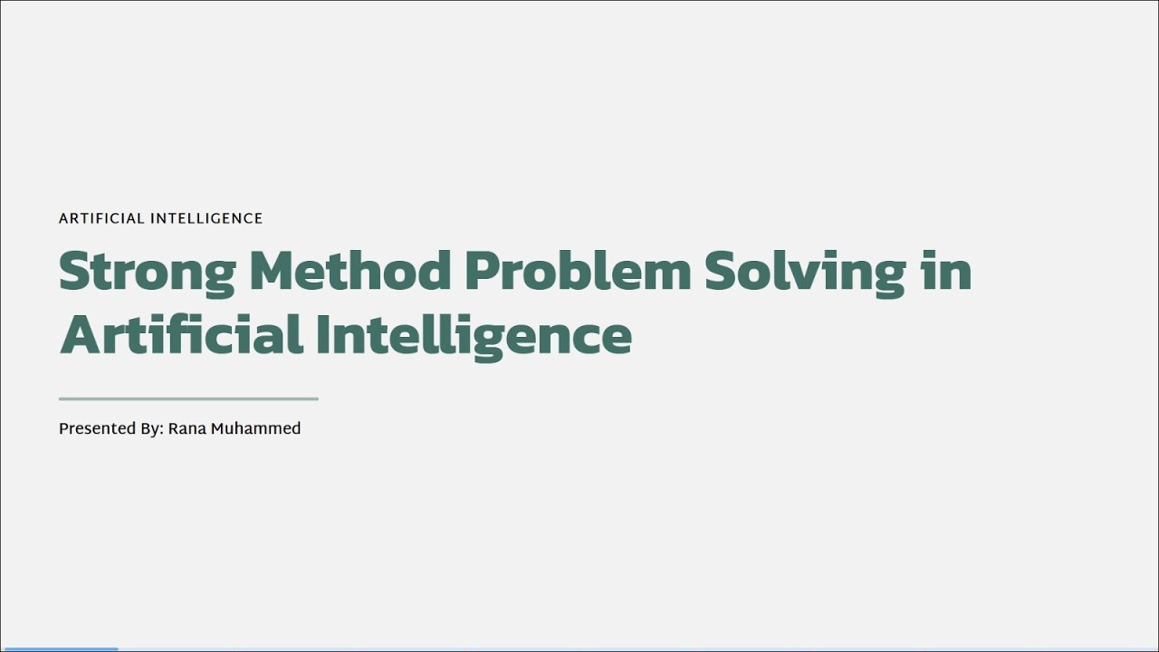 Strong Method Problem Solving | AI Seminar - YouTube