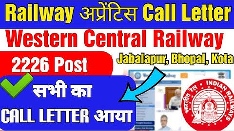 WCR Jabalpur Apprentice Call Letter, WCR Railway Apprentice Document Verification 2022,newMerit list