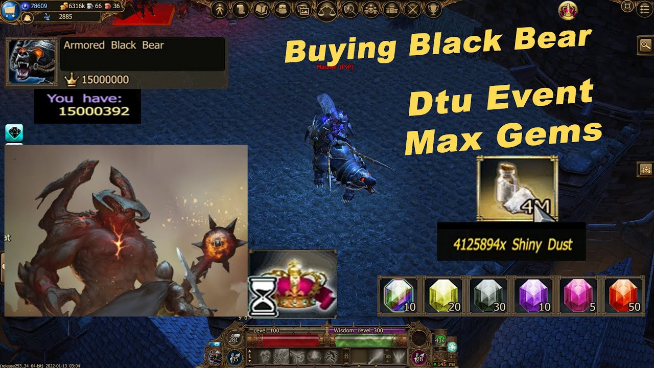 Armored Black Bear Dtu Event 4m Shiny Dust Drakensang Online