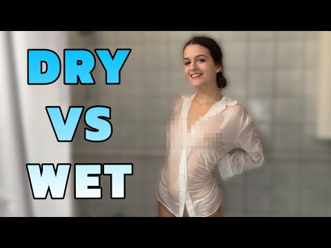 [4K] Transparent Clothes Haul Dry vs Wet | Try on Haul with Emily