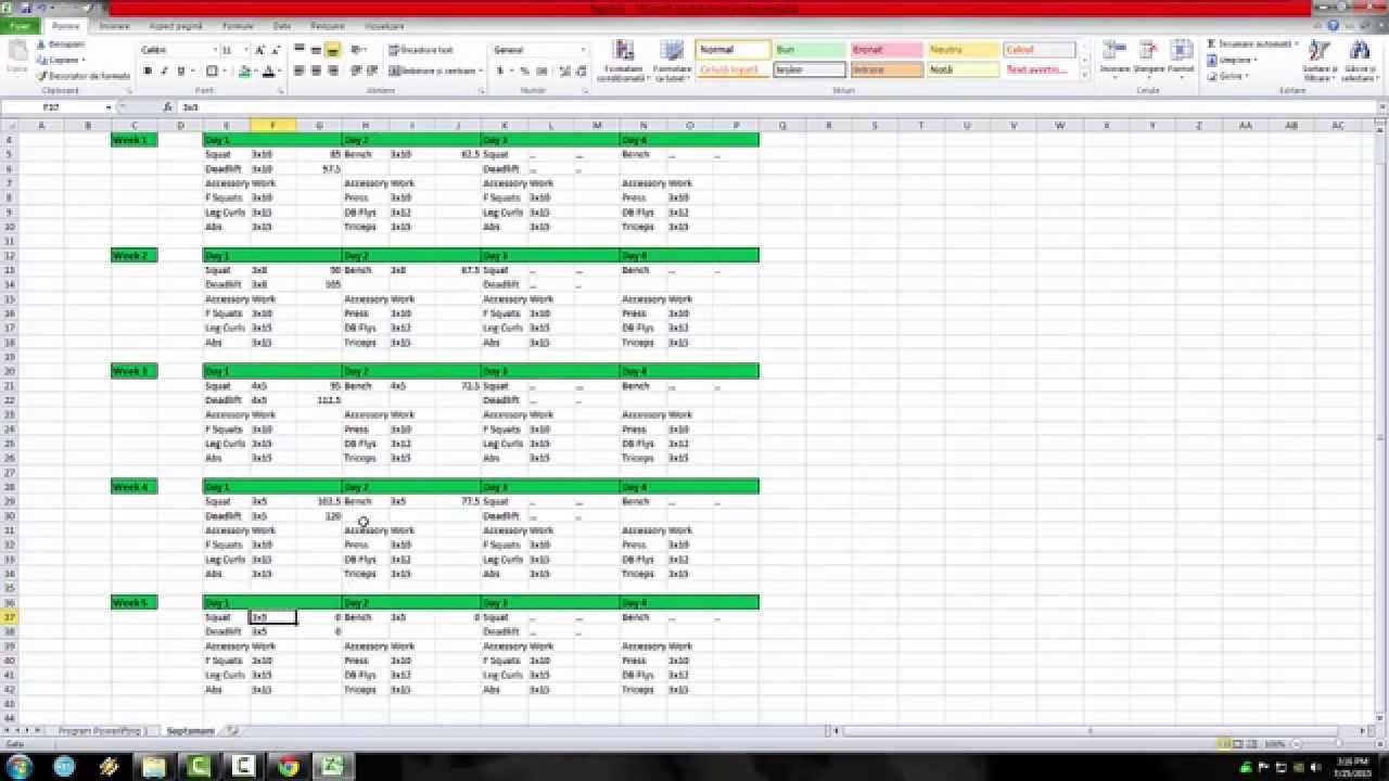 Powerlifting Training Program Excel