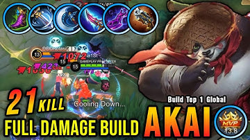 21 Kills!! Akai Full Damage Build is Broken!! - Build Top 1 Global Akai ~ MLBB