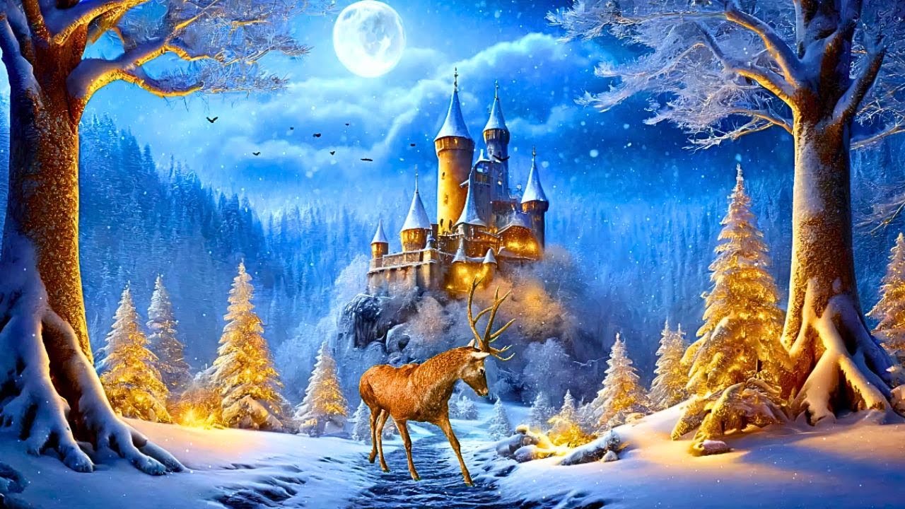 Enchanted Winter Castle: Serene Mountain Views, Wildlife, and Tranquil Ambient Music 🏰🎶