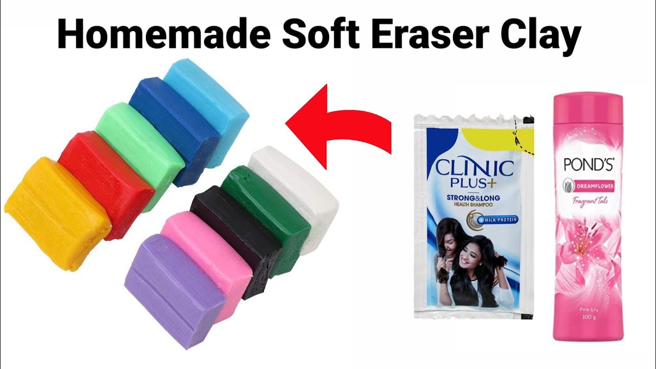 How to make Mouldit Clay Eraser/homemade Eraser/clay making Eraser/clay  type Eraser at home easily 