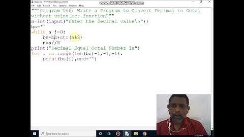 Write a Program to Convert Decimal to Octal without using oct function