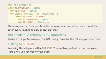 Improving Performance in SQL with NOT EXISTS and Window Functions