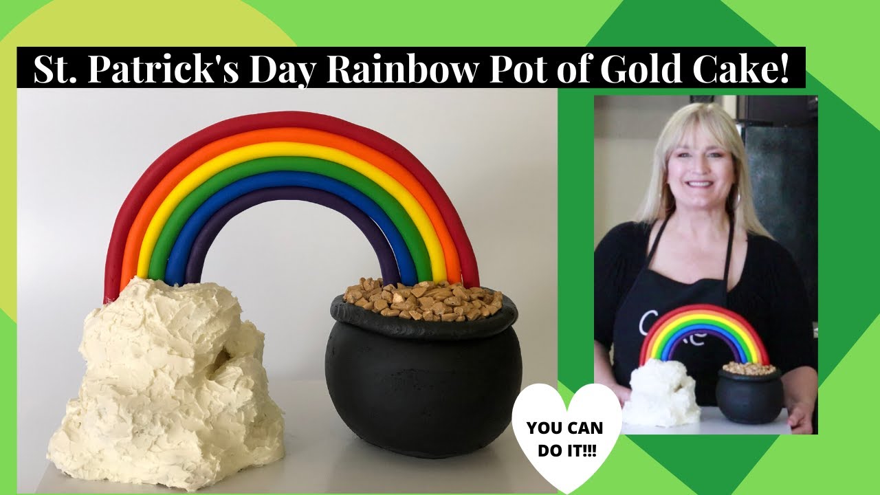 How to make a St Patrick's Day Rainbow with Pot of Gold Cake l Tutorial l Beginner cake decorating