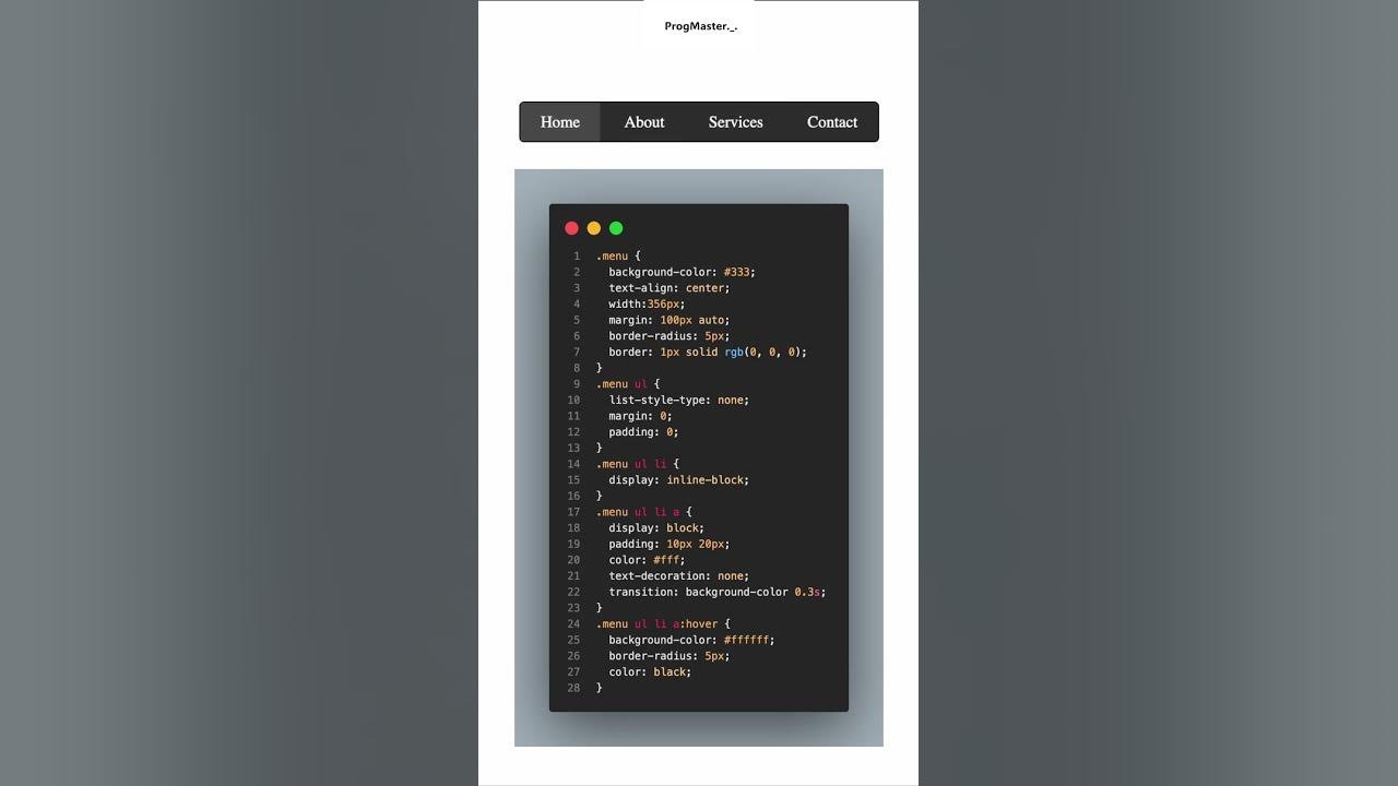 Creating Normal Menu Bar With Hover Effect In HTML & CSS #htmltutorial ...