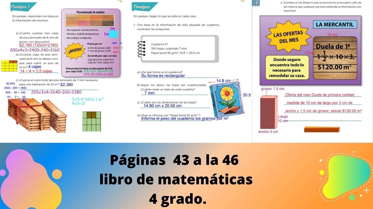 Páginas 43 a la 46 libro de matemáticas 4 grado. - YouTube