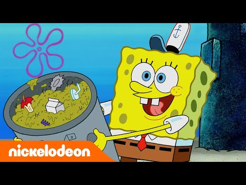 SpongeBob | SpongeBob dan Squidward jadi Petugas Kebersihan!| Nickelodeon Bahasa