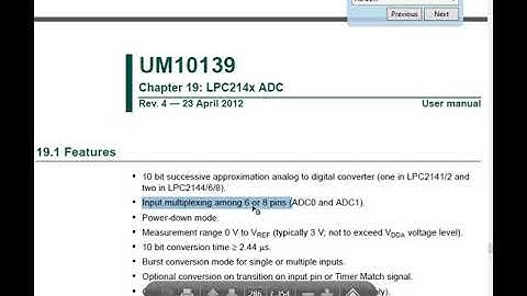 ADC Features LPC2148
