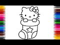 Cute Hello kitty drawing for kids || Christmas drawing and Colouring|| 