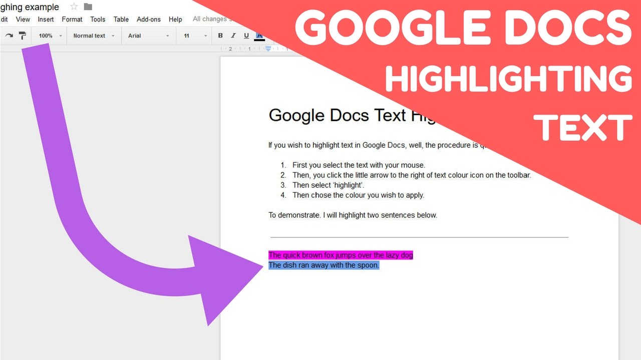 How To Highlight Text In Google Docs 2017