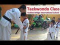Kids' first day for their Taekwondo class at Golden Bridge International School