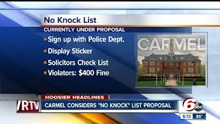 Carmel considering “no-knock” list for solicitors Carmel In Noise Ordinance