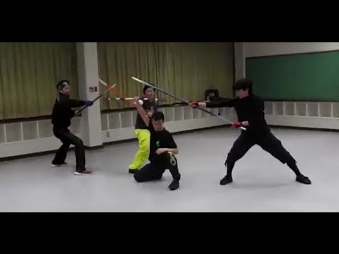 アクション殺陣教室　棒術１vs３　さばき受け