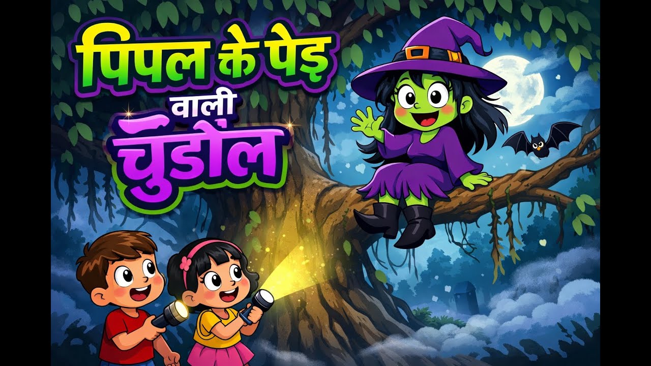 पीपल के पेड़ वाली चुड़ैल , chudail wali khani , horror story, Hindi cartoon video