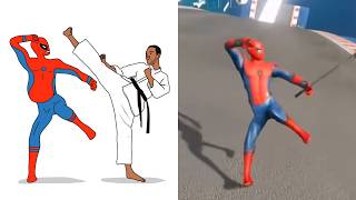 SPIDERMAN Crazy Falls but Funny Drawing Meme