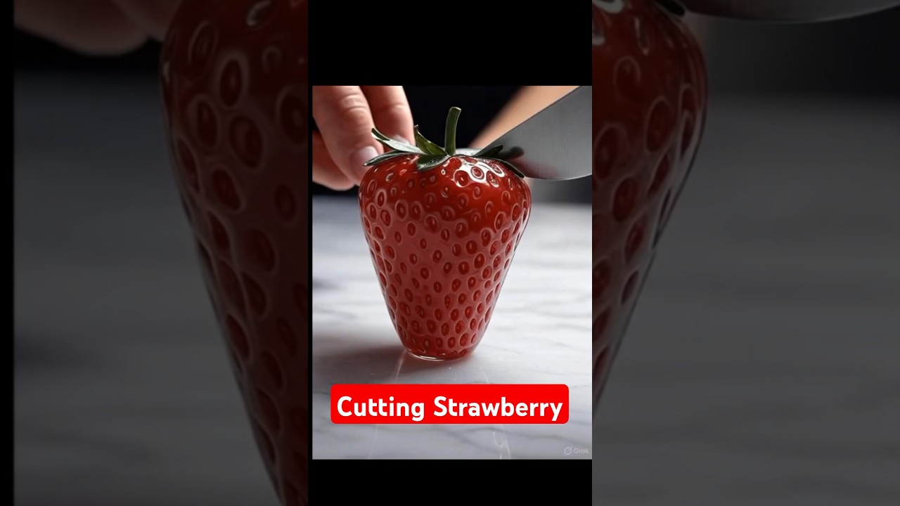 Cutting a glass strawberry 🍓😵‍💫 