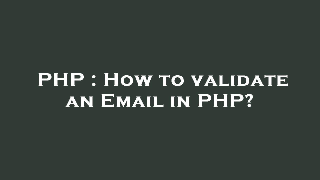 PHP : How to validate an Email in PHP? - YouTube