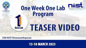 CSIR-NIIST One Week One Lab program teaser