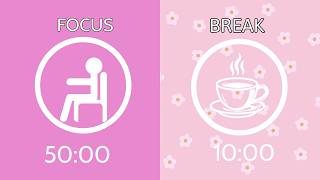 50/10 Study Focus Timer 🎧 Pink Noise | Deep Concentration + 10-Minute Break ☕