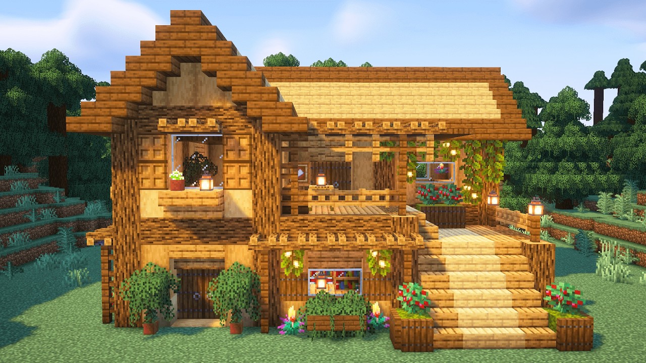 Minecraft | How to Build a Wooden Survival House | Tutorial