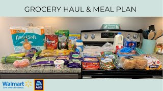 GROCERY HAUL \& MEAL PLAN | BUDGET FRIENDLY | WALMART GROCERY PICKUP | ALDI | FAMILY OF TWO