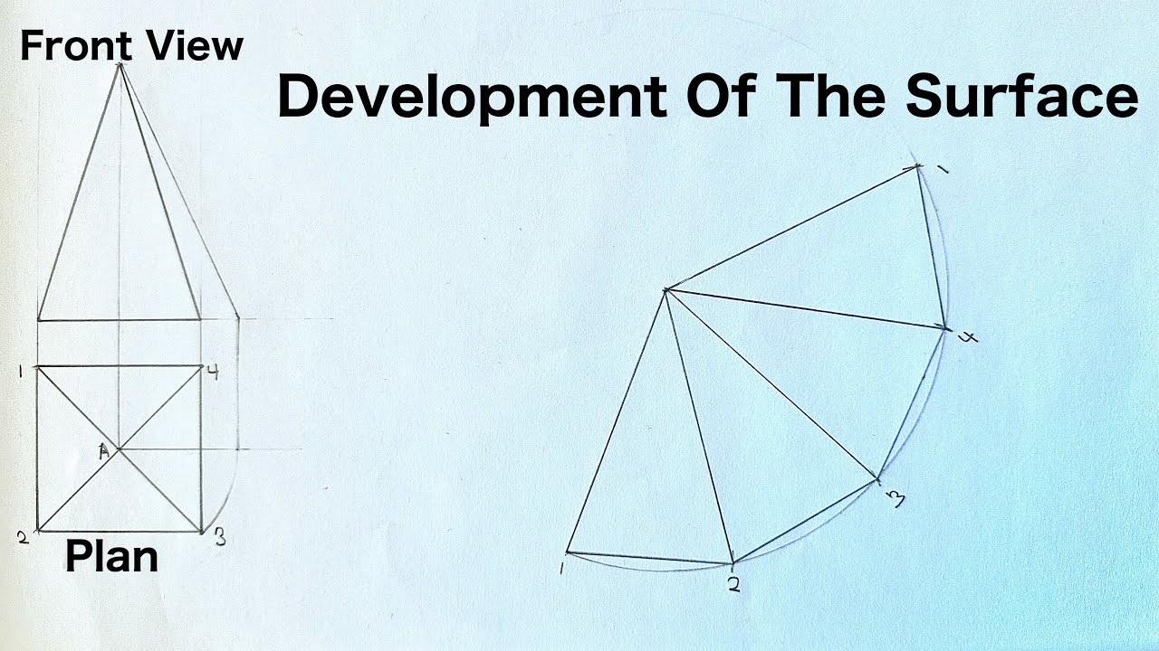 How To Develop The Surface Of a Square Pyramid || Development Of Square ...