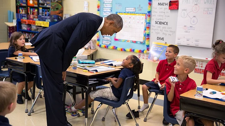 President Obama Talks with First-Graders at Tinker...