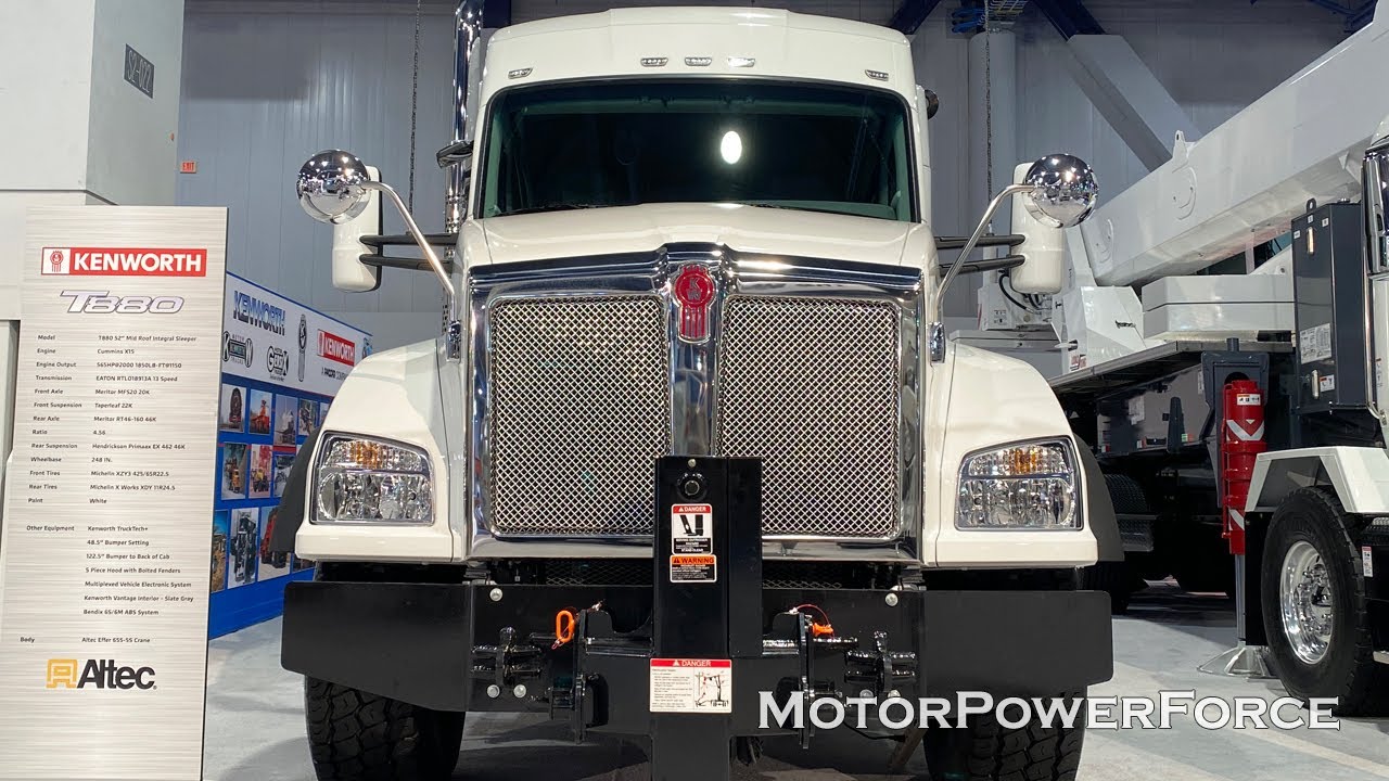 2020 Kenworth T880 52" Mid Roof Integrated Sleeper with Altec Effer 655-5S Crane