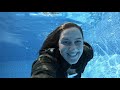 Swimming Underwater with Clothes on Jeans and Jacket